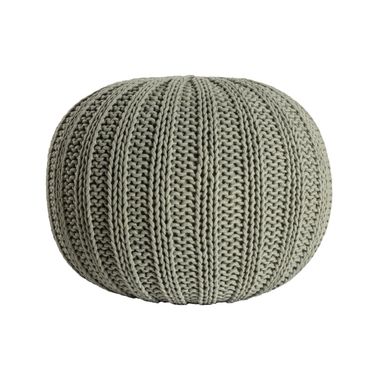 Luxa Cableknit Cotton Round Ottoman Pouf In Sage Green