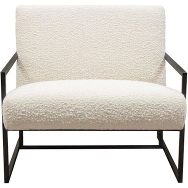 Luxe Accent Chair in Bone Boucle Textured Fabric with Black Powder Coat Frame