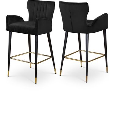 Luxe Velvet Stool Set of 2 In Black
