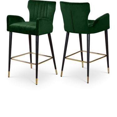 Luxe Velvet Stool Set of 2 In Green