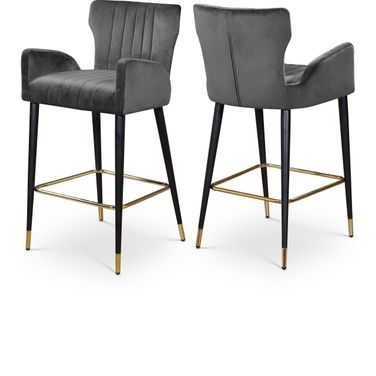 Luxe Velvet Stool Set of 2 In Grey