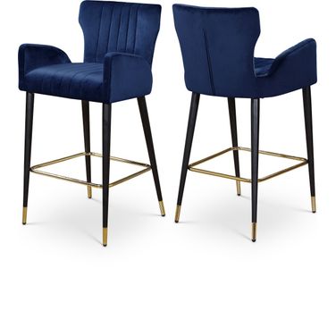 Luxe Velvet Stool Set of 2 In Navy