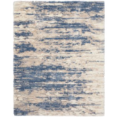 Luxurious Shag 7'10" x 9'10" Indoor Rug In Grey and Light Blue