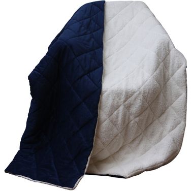 Luxury Cozy Soft Square Quilted Throw Blanket and Back Fleece In Navy Blue