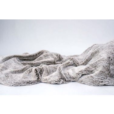 Luxury Throw Blanket and Back Fleece In Grey Faux Fur