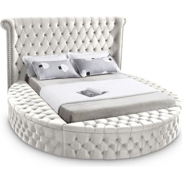 Luxus Velvet King Bed In Cream