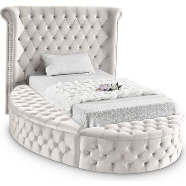 Luxus Velvet Twin Bed In Cream