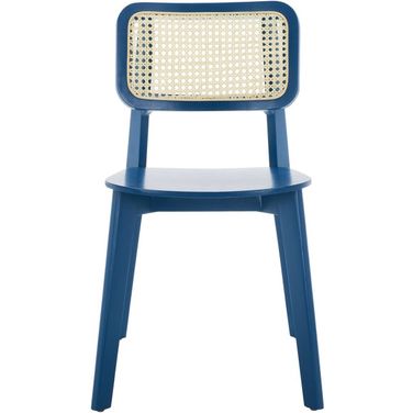 Luz Cane Dining Chair Set of 2 in Navy