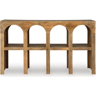 Luzmanacy Console Sofa Table In Natural Brown