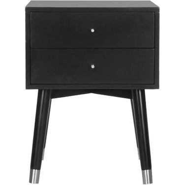 Lyla Black and White Mid Century Retro Silver Cap Nightstand