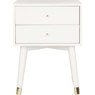 Lyla Gold and White Mid Century Retro Gold Cap Nightstand