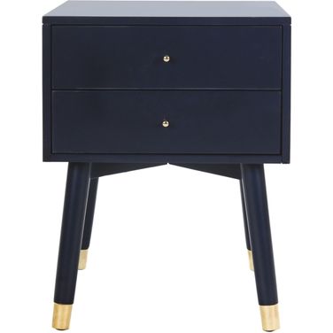 Lyla Gold and Navy Mid Century Retro Gold Cap Nightstand