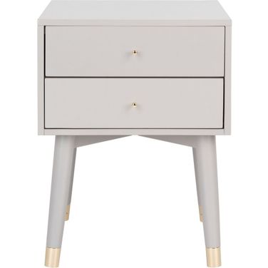 Lyla Mid Century Retro Silver Cap Nightstand in Grey and Gold