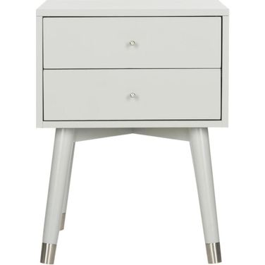 Lyla Silver and Grey Mid Century Retro Silver Cap Nightstand