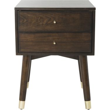 Lyla Walnut/Gold Mid Century Retro Silver Cap Nightstand