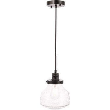 Lyle 1 Light Black And Clear Seeded Glass Pendant LD6252BK