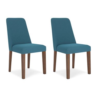 Lyncott Blue And Brown Dining Upholstered Side Chair Set Of 2