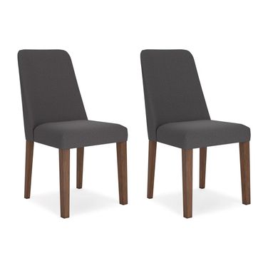 Lyncott Charcoal And Brown Dining Upholstered Side Chair Set Of 2