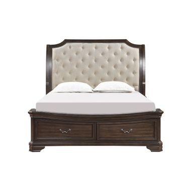 Lyndhurst Eastern King Upholstered Bed In Walnut