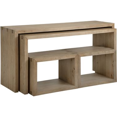 Lyndon Nesting Sofa Table with Stools In Light Cashmere