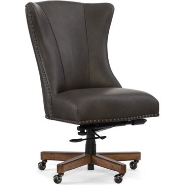 EC Lynn Gray Leather Home Office Swivel Chair