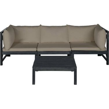 Lynwood Dark Slate Grey and Taupe Modular Outdoor Sectional 4-Piece Set