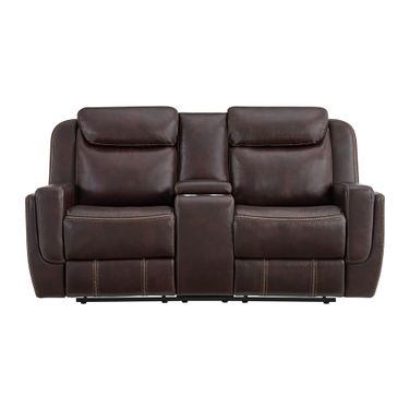 Lynx Motion Loveseat with Console In Brown