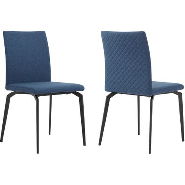 Lyon Blue Fabric and Metal Dining Room Chair Set of 2