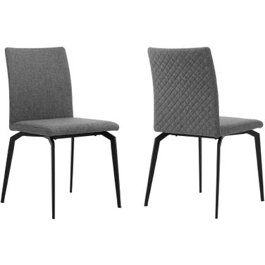 Lyon Gray Fabric and Metal Dining Room Chair Set of 2