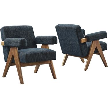 Lyra Fabric Armchair Set of 2 In Azure