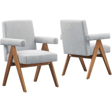 Lyra Fabric Dining Room Chair Set of 2 In Light Gray