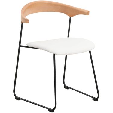 Lyra Modern Chair In Natural Wood Back and White Seat