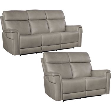 Lyra Sahara Ash Leather Zero Gravity Power Reclining Living Room Set With Power Headrest