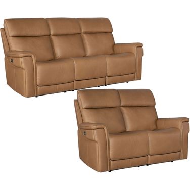 MS Lyra Sahara Sandalwood Leather Zero Gravity Power Reclining Living Room Set With Power Headrest