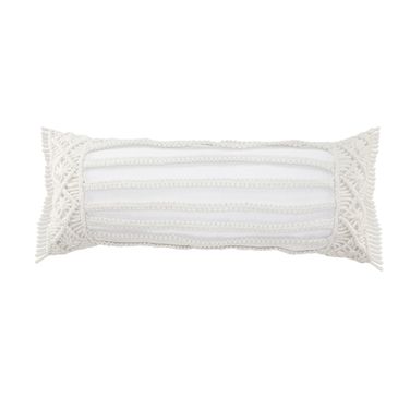 Lyran 14" x 36" Barthelemy Macrame Indoor/Outdoor Throw Pillow In Ivory