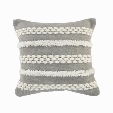 Lyran 20" x 20" Down Alternative Insert Banff Striped Indoor/Outdoor Throw Pillow In Gray and Ivory