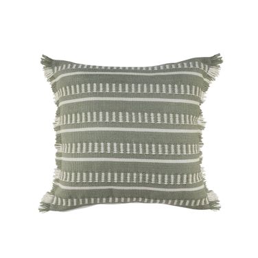 Lyran 24" x 24" Feather Filled Belgravia Striped Indoor/Outdoor Throw Pillow In Green