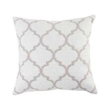Lyran Genevra Ox Bay Hand-Woven Trellis Resistant Pillow Cover In White and Grey