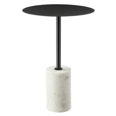 Lyric Round Side Table In White and Black