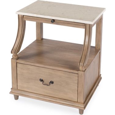 Mabel Marble 1 Drawer Nightstand In Tan/Beige