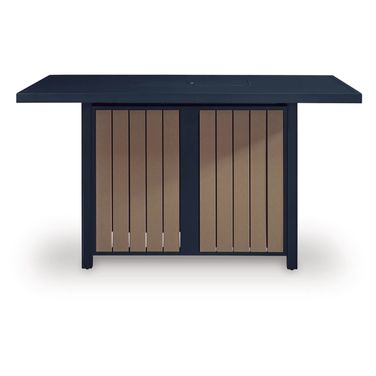 Mabry Shores Outdoor Bar Table with Fire Pit In Blue