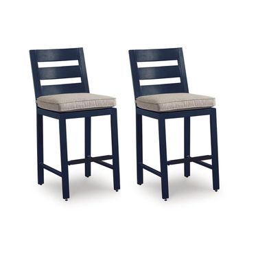 Mabry Shores Outdoor Counter Height Bar Stool Set of 2 In Blue