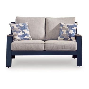 Mabry Shores Outdoor Loveseat with Cushion In Blue