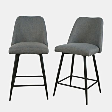 Macey Upholstered Counter Barstool Set of 2 In Blue