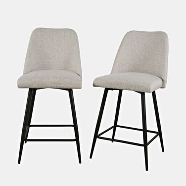 Macey Upholstered Counter Barstool Set of 2 In Natural