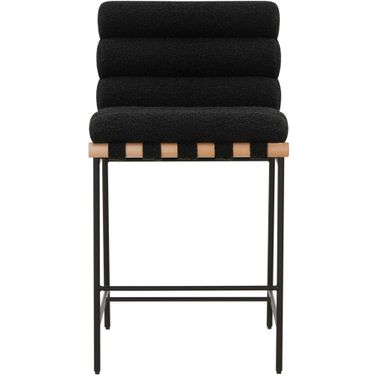 Macibella Channel Tufted Boucle Counter Stool In Black