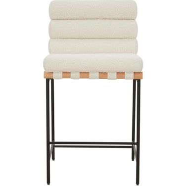 Macibella Channel Tufted Boucle Counter Stool In Ivory and Black