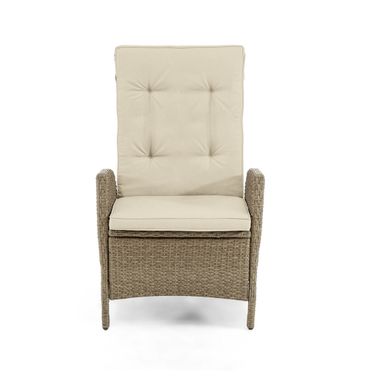 Mackay Reclining Chair Set of 2 In Beige and Natural Teak
