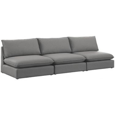 Mackenzie Durable Linen Textured 3 Seater Modular Sofa In Grey