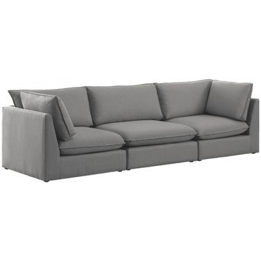 Mackenzie Durable Linen Textured 3 Seater Modular Sofa with Arm Support In Grey